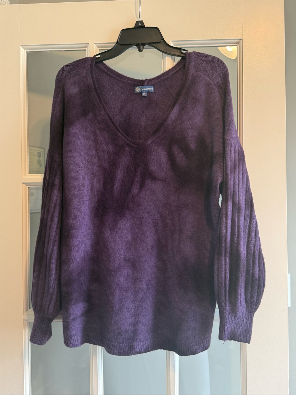 Democracy Plum V-Neck Sweater